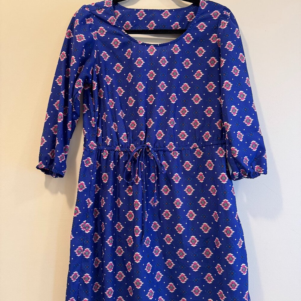Blue Aztec Print Mini Dress